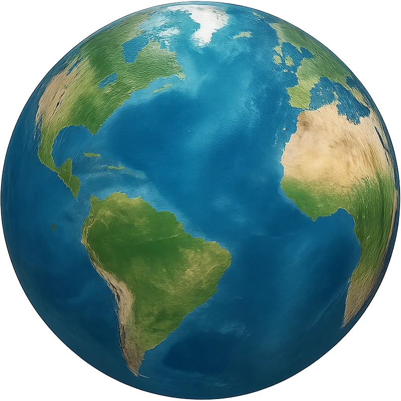 realistic earth globe with blue oceans and green continents, no background emoji