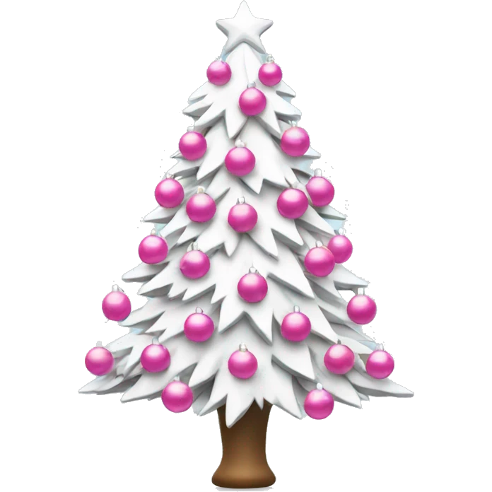White Christmas tree with pink ornaments emoji