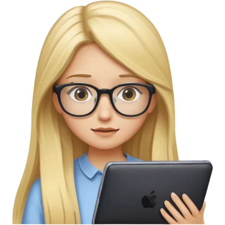 je voudrai un emoji d'une fille aux cheveux longs et blonds avec des lunettes entrain de faire de l'écran emoji