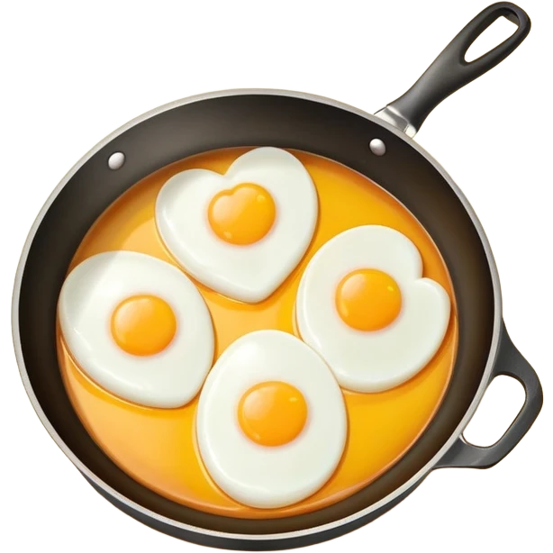 cooking pan with heart-shaped eggs emoji