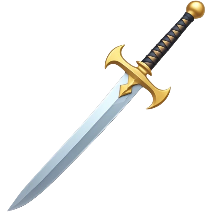 Clash of Clans aesthetic: Cinematic Playful Pixel 3D isometric  Sword Emoji, rendered in a 3D vector-style similar to standard emojis with minimal shading and bold, simplified shapes. A compact, distinct form with signature details, softly glowing with a pixelated adventure charm. Simplified yet unmistakably iconic, highly detailed and consistent, glowing with a soft radiance and high shine. Stylized with a touch of classic pixel-art charm and a soft glowing outline, capturing the essence of a beloved gaming relic with a friendly, playful manner! emoji