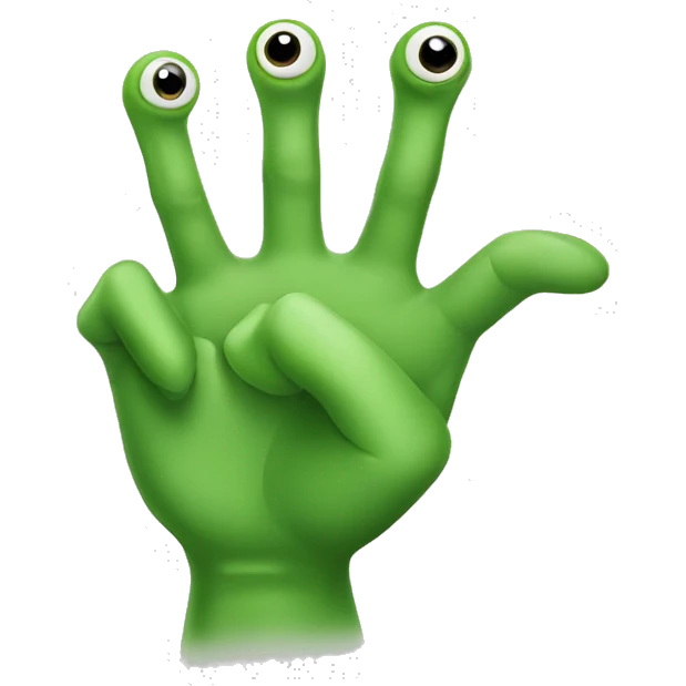 two fingers frog green hand emoji