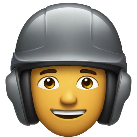 American man wearing , helmet safety and earplug emoji