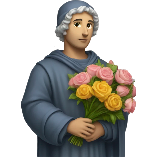 Petrarch holding a bouquet of flowers emoji