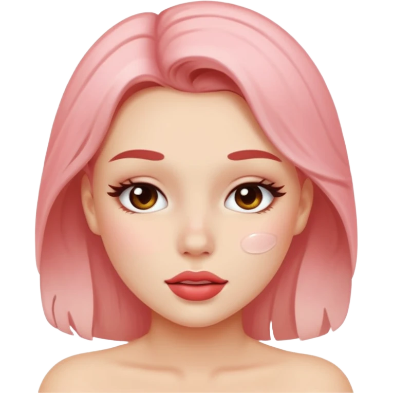 sexy woman blushing with white cum on their face emoji
