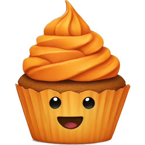 Orange cupcake with a happy face emoji
