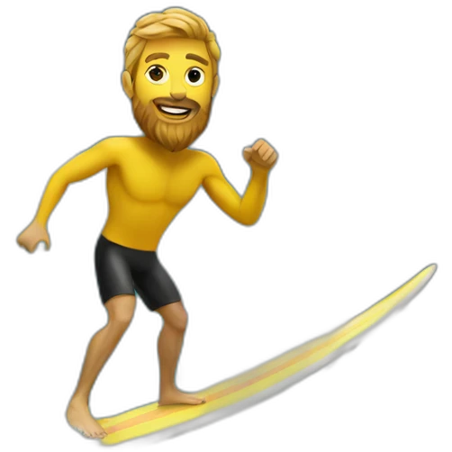 surfer with a beard from ukraine on a wave emoji