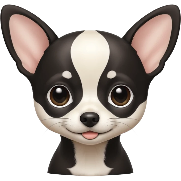 A black and white chihuahua emoji please with a thin white line on the center of head emoji