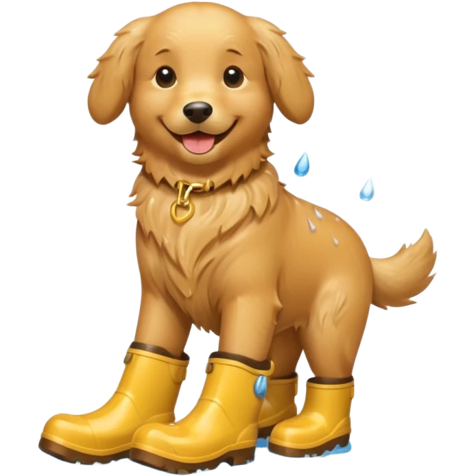 golden retriever with rainboots emoji