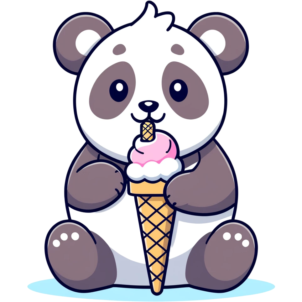 Panda eating ice cream emoji