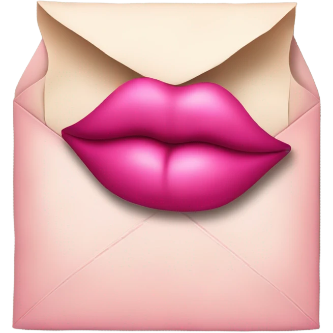 Pink love letter with a lipstick kiss  emoji