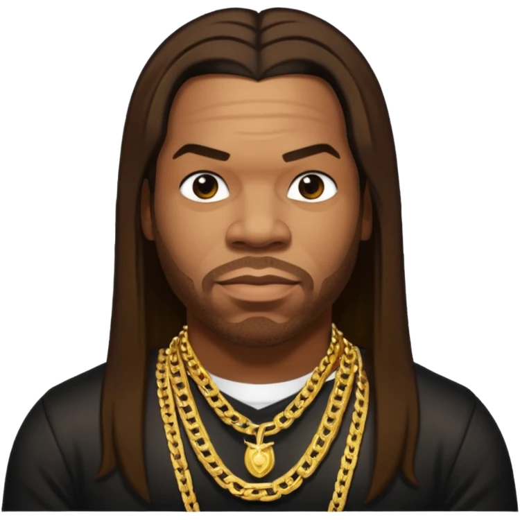 Busta Rhymes with dark brown long hair  emoji