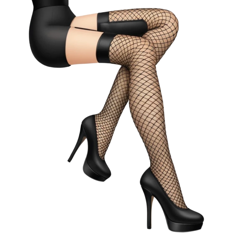 A Leg wearing black fishnet stocking and black platform pump emoji