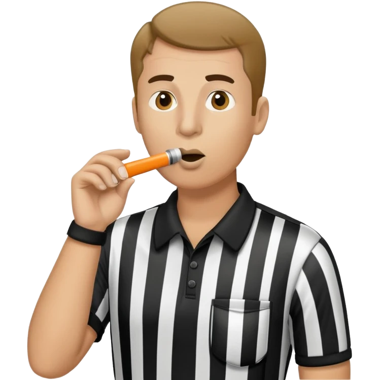 referee in black and white striped shirt blowing a whistle emoji