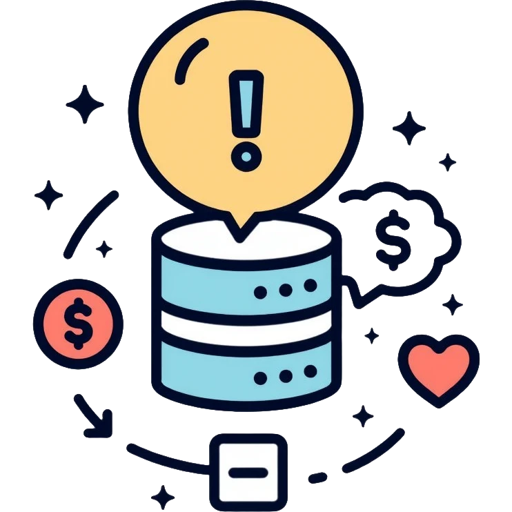 database storage with data symbols emoji