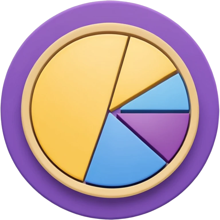 A pie chart with purple, yellow and blue colors only emoji