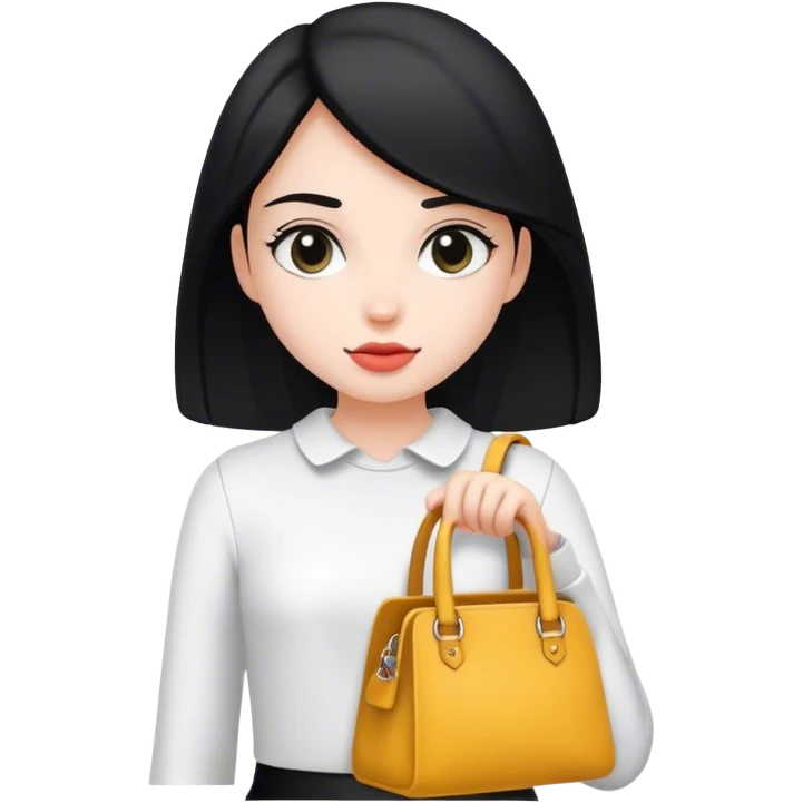 Girl with bag guess white-black colour emoji