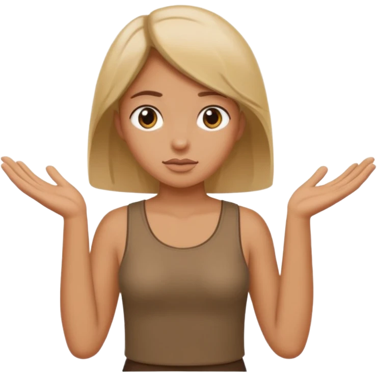 A girl shrugging his shoulders with a 6 above his left hand and a 7 above his right hand. emoji