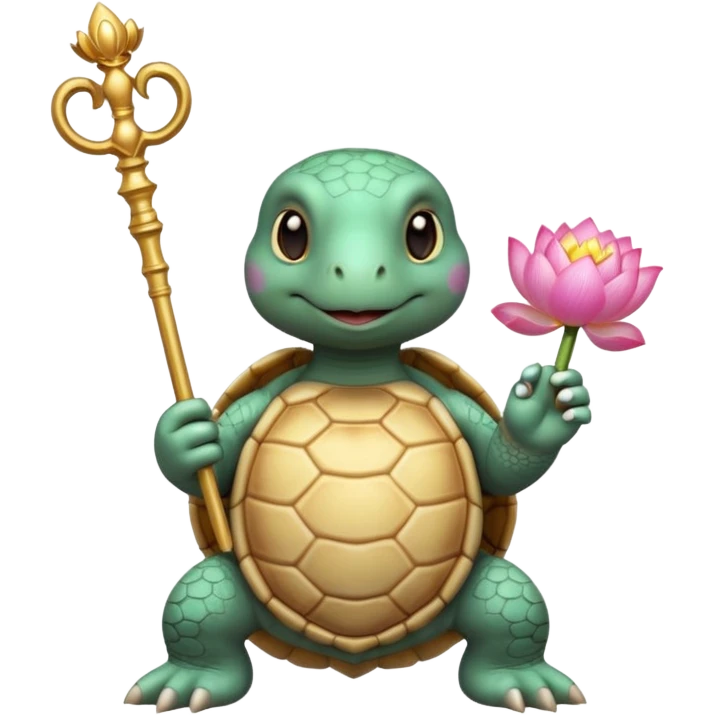 turtle, scepter, buddhism, lotus emoji
