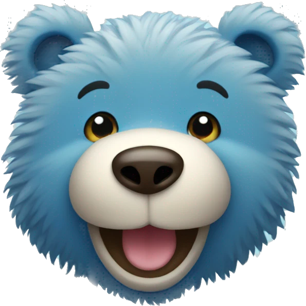 Blue fuzzy bear smiling  emoji