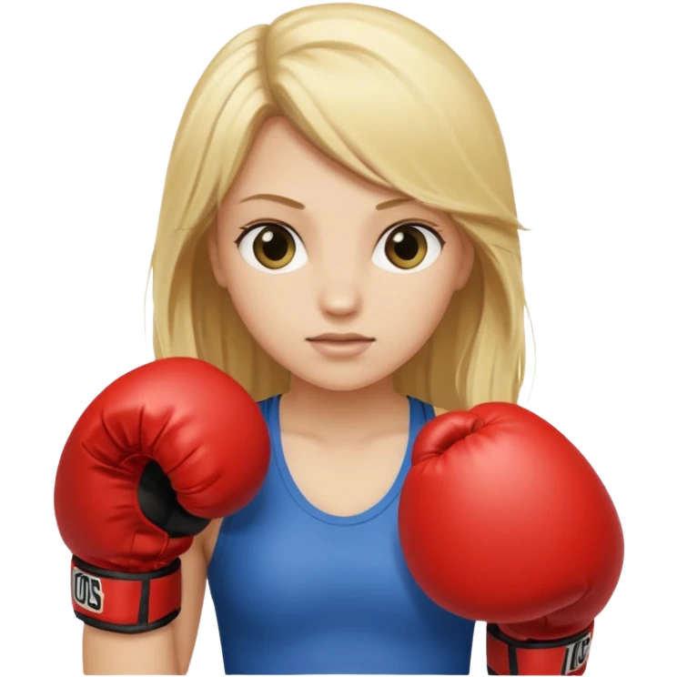 Blonde girl with long hair in boxing gloves emoji