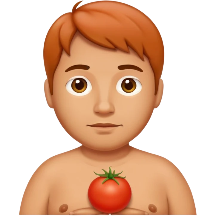 pregnant man with tomato belly emoji