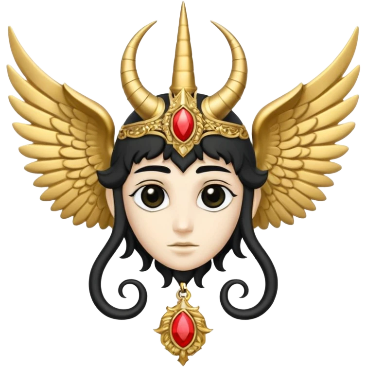 holy saint emblem with black wings with horn emoji