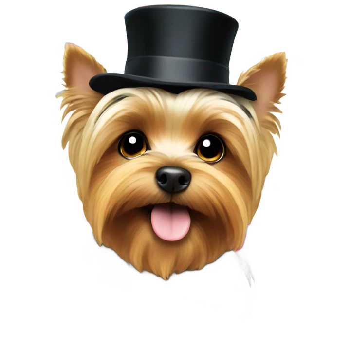 Yorkie wearing a top hat surrounded by confetti  emoji