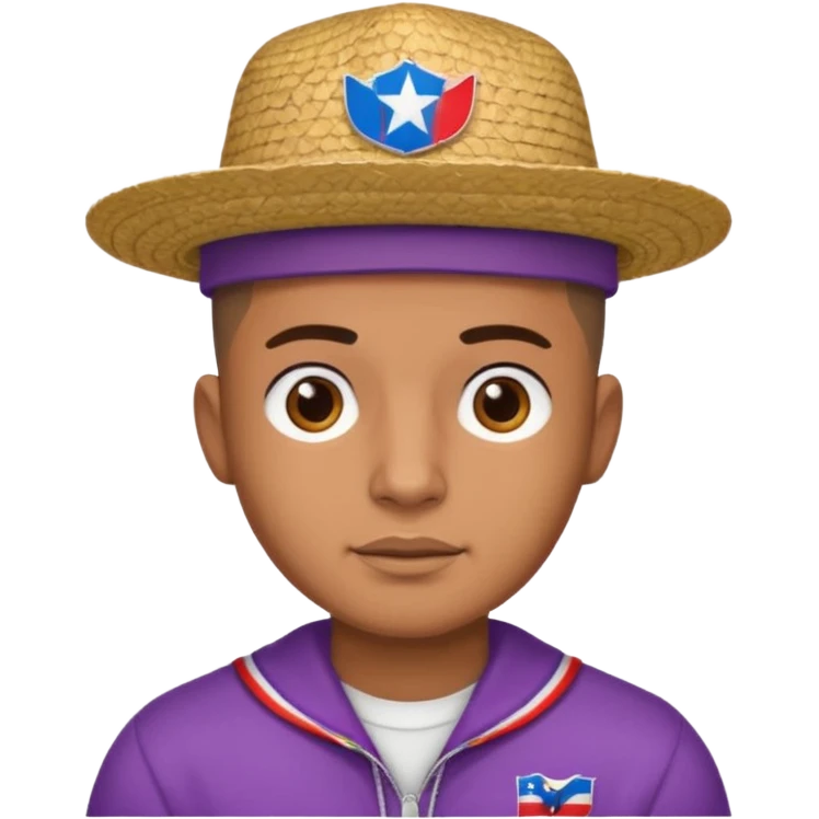 brown skin latino male with buzz cut wearing a wbc puerto rico hat emoji
