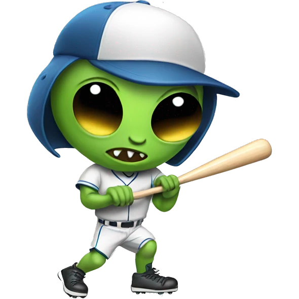 Alien playing baseball emoji