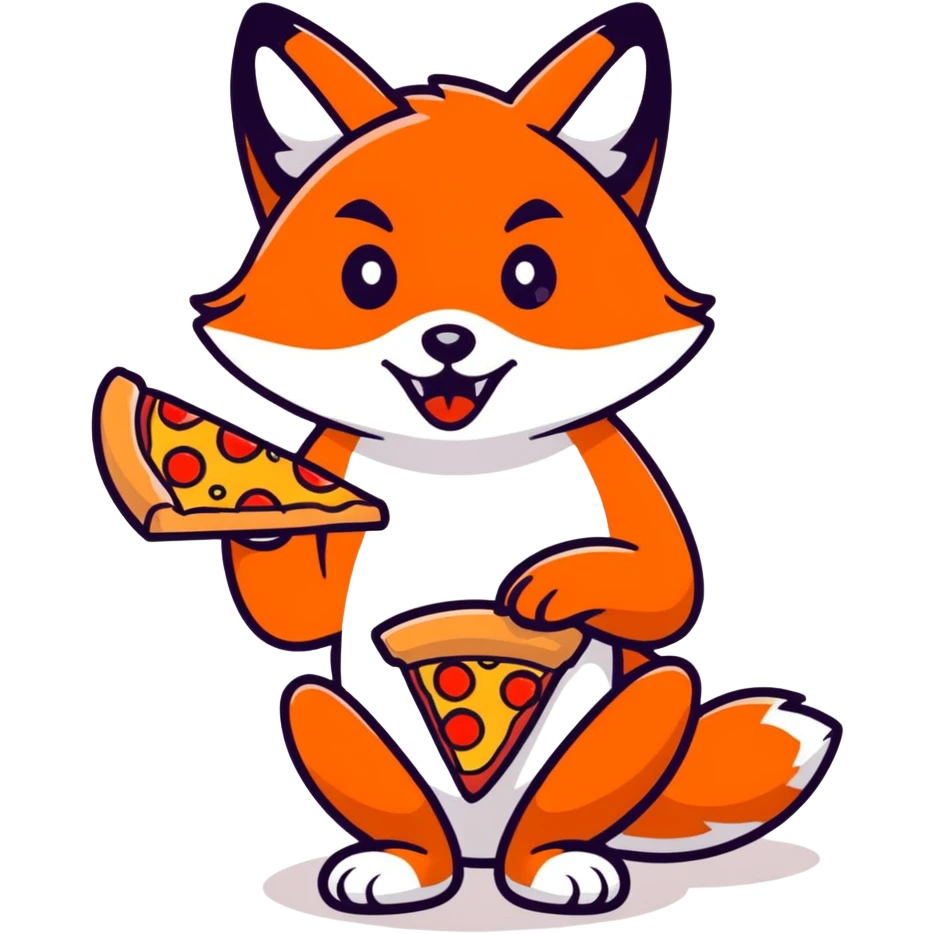 Red fox eating pizza emoji