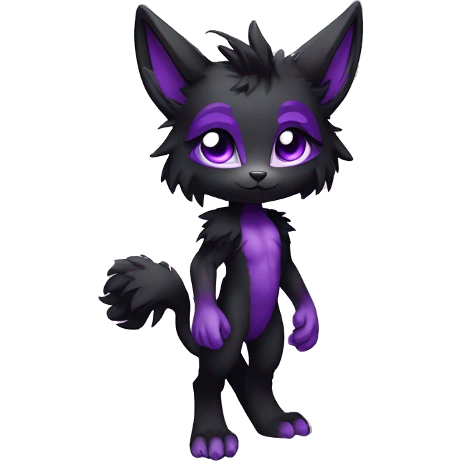 Anthro-Edgy-Cool-Black-Purple-Contrast-Colors-Fantasy-Fur-Sona-Chibi-Shiny-Fakémon-Hybrid full body emoji