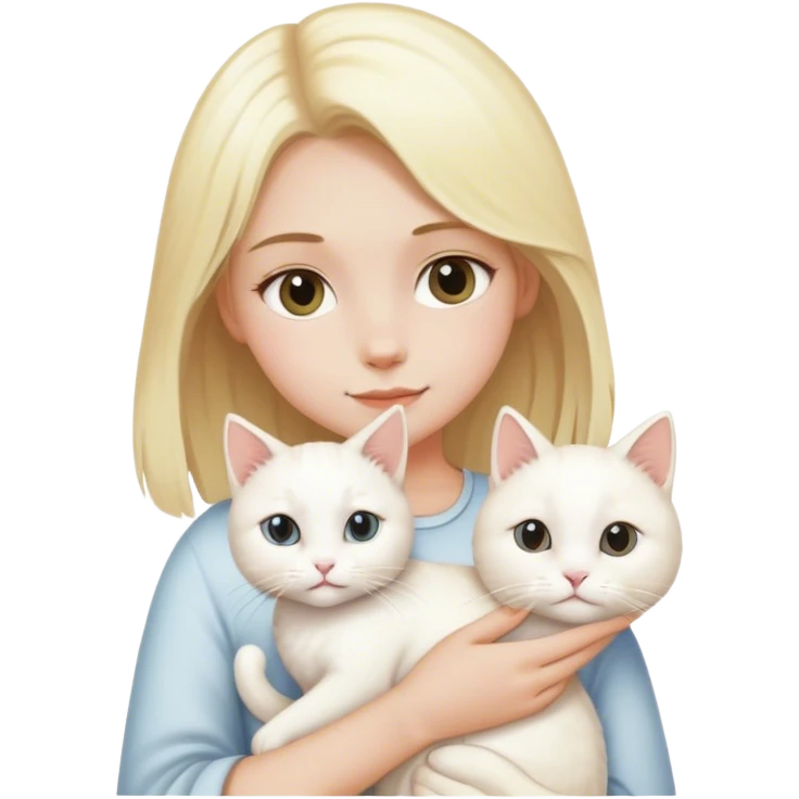 a girl blond hair with white cat emoji