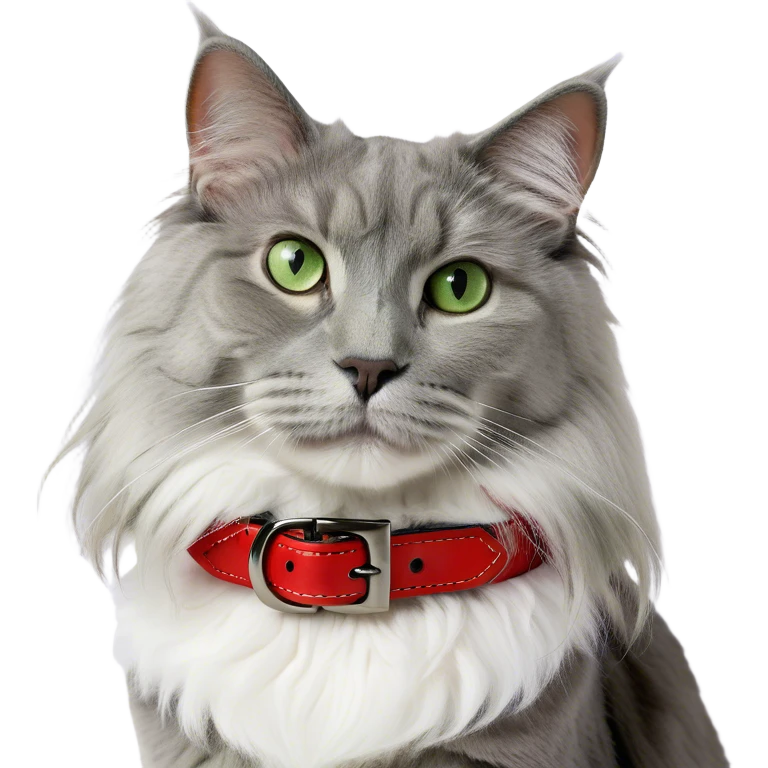 Gray long haired green eyed cat emoji
