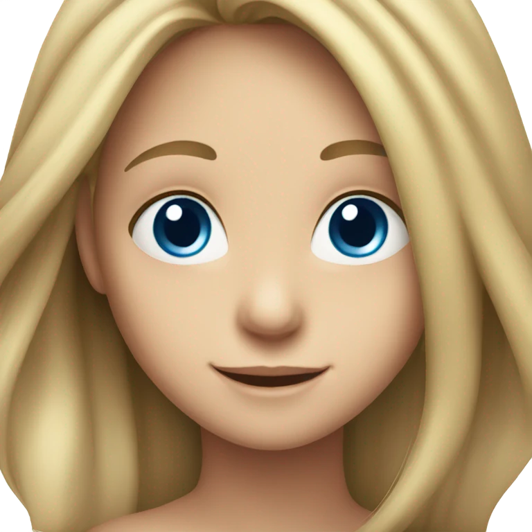 smiling girl with long hair and blue eyes emoji