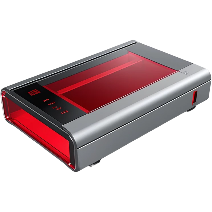 3D render of a sleek processing unit, featuring:
- Compact rectangular shape like a modern printer
- Semi-transparent red acrylic front panel
- Visible internal mechanisms through the panel
- Gray metallic casing with precise edges
- Small red pulsing lights indicating activity
- Thin red line accents along the edges
- Technical details like USB ports and status display
- Subtle mechanical details visible through vents
- Professional industrial design
- Combination of matte and glossy finishes
--ar 1:1
--style raw
--v 5.2
--no text
--q 2
--c 20 emoji