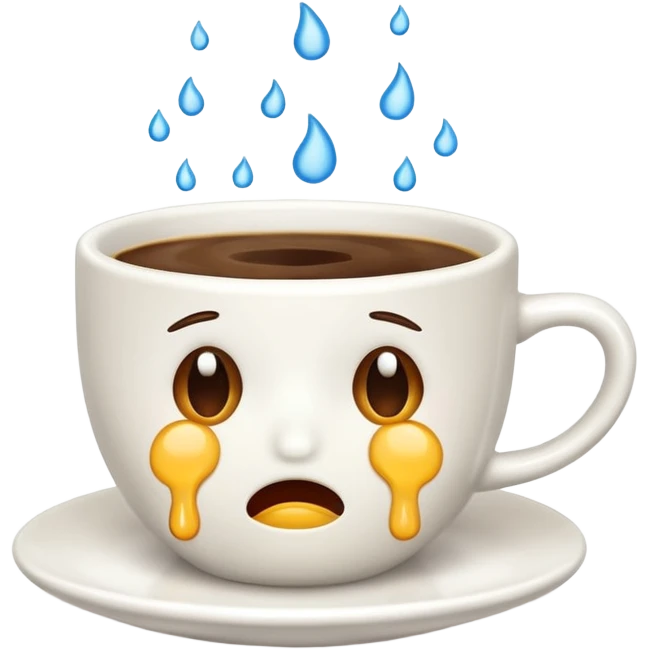 Crea un emoji che piange con sotto  le lacrime delle tazzine  emoji