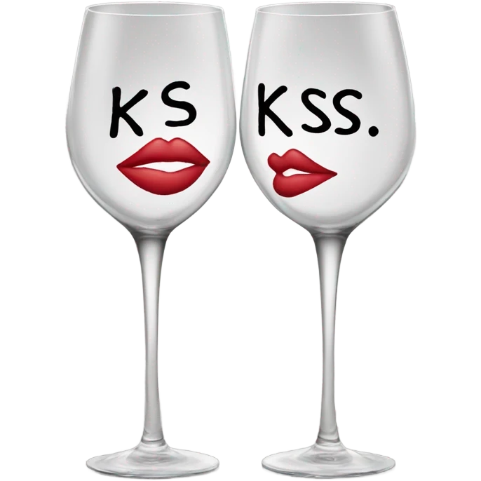 Wine glass with Kiss on it emoji