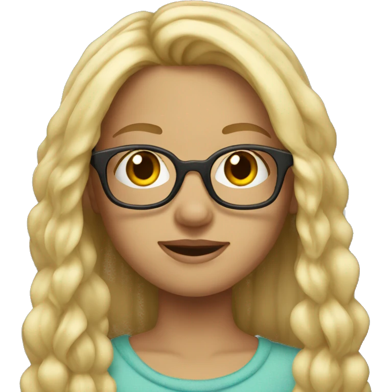 Girl with long blonde hair and glasses emoji