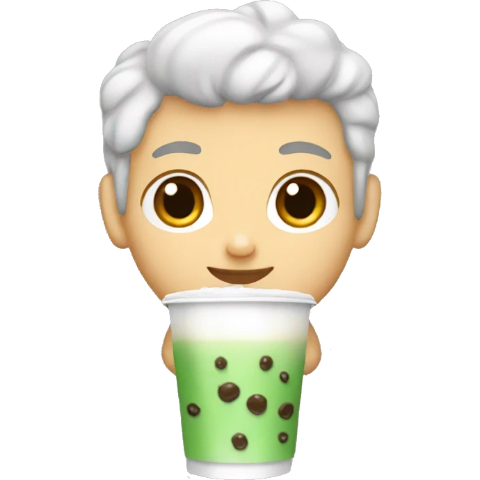 white boy with boba tea emoji