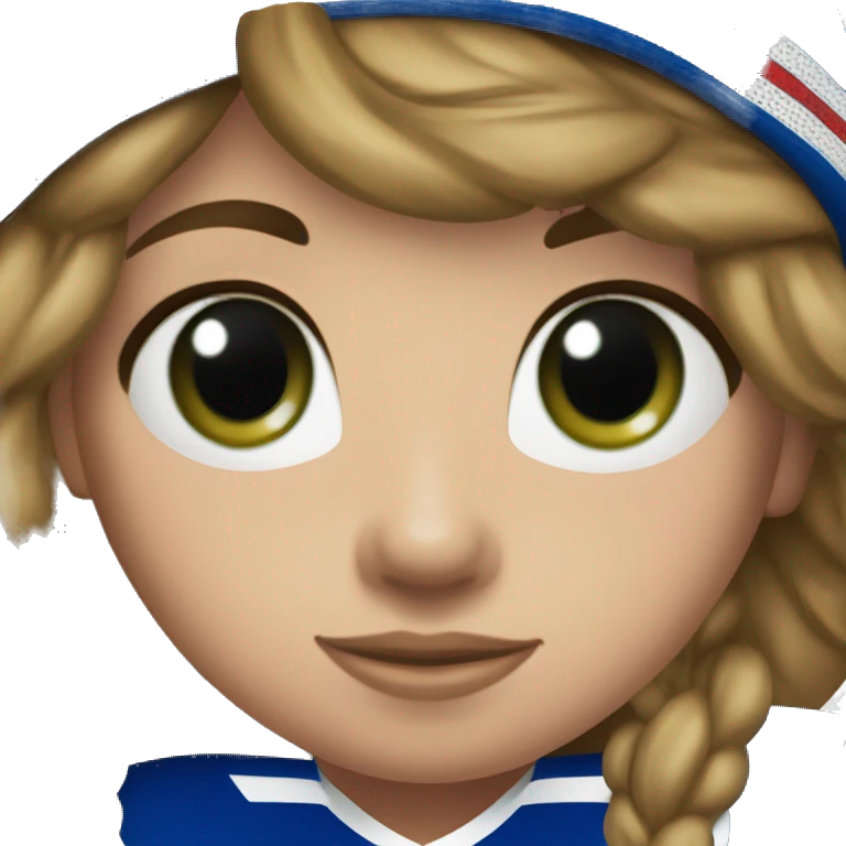Girl green eyes New York Rangers jersey and cap emoji