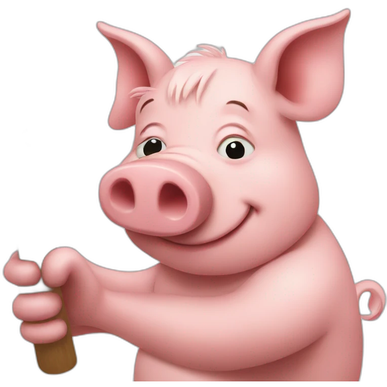 Pig using a hammer emoji