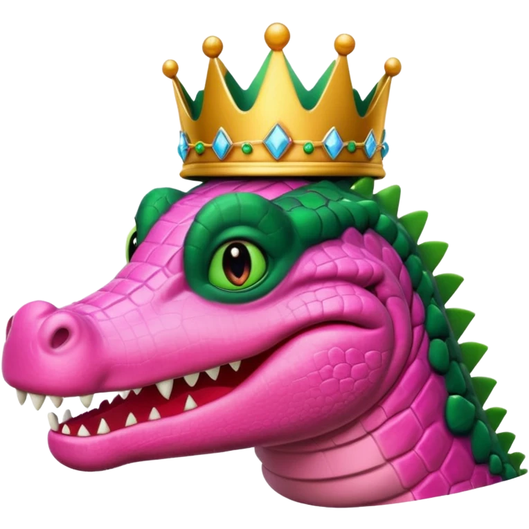 pink crocodile smiling with a black crown emoji