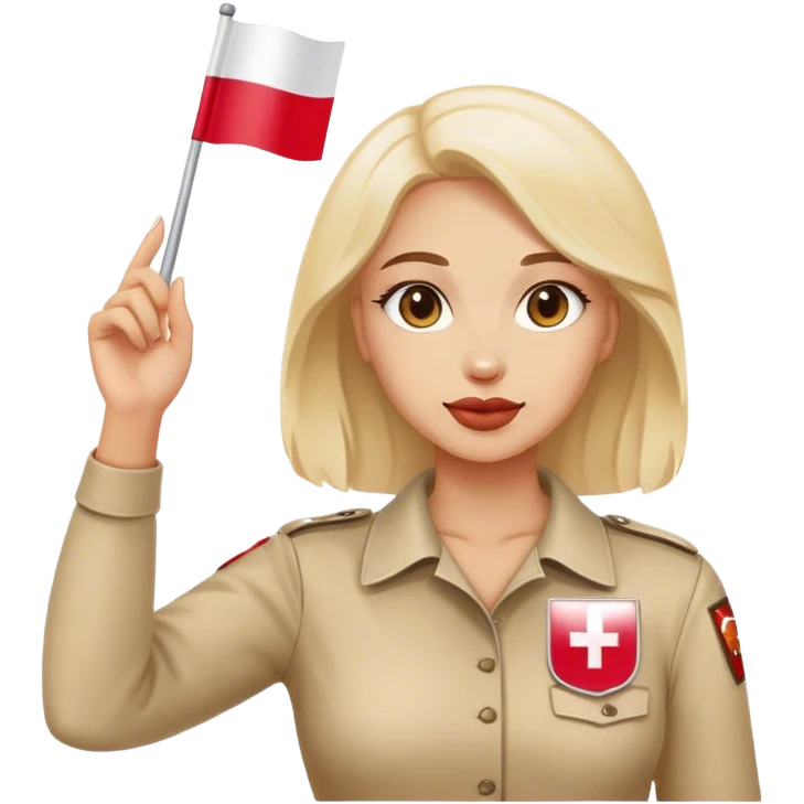 woman waving polish flag emoji