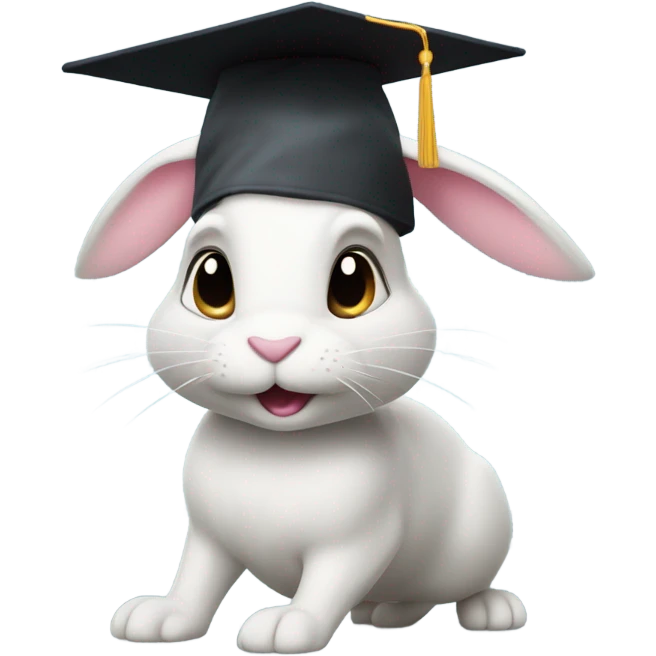 speed rabbit wearing graduation hat emoji