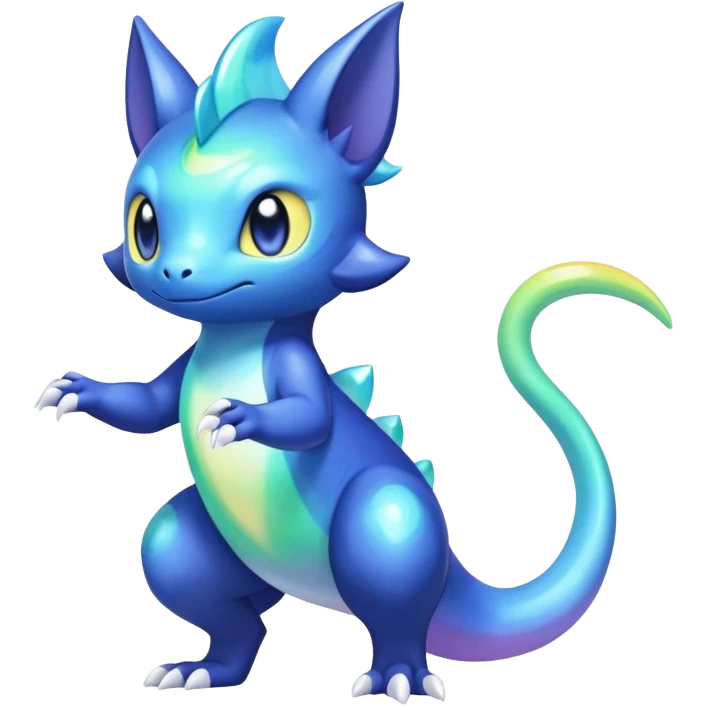 Rainbow crystal mix Shiny pastel Salandit-Meowstic-Noibat-Fakémon-hybrid-creature (full body)  emoji