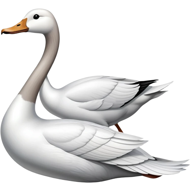 A naval vessel with a flight deck and a long-necked white goose head extending from the bow emoji