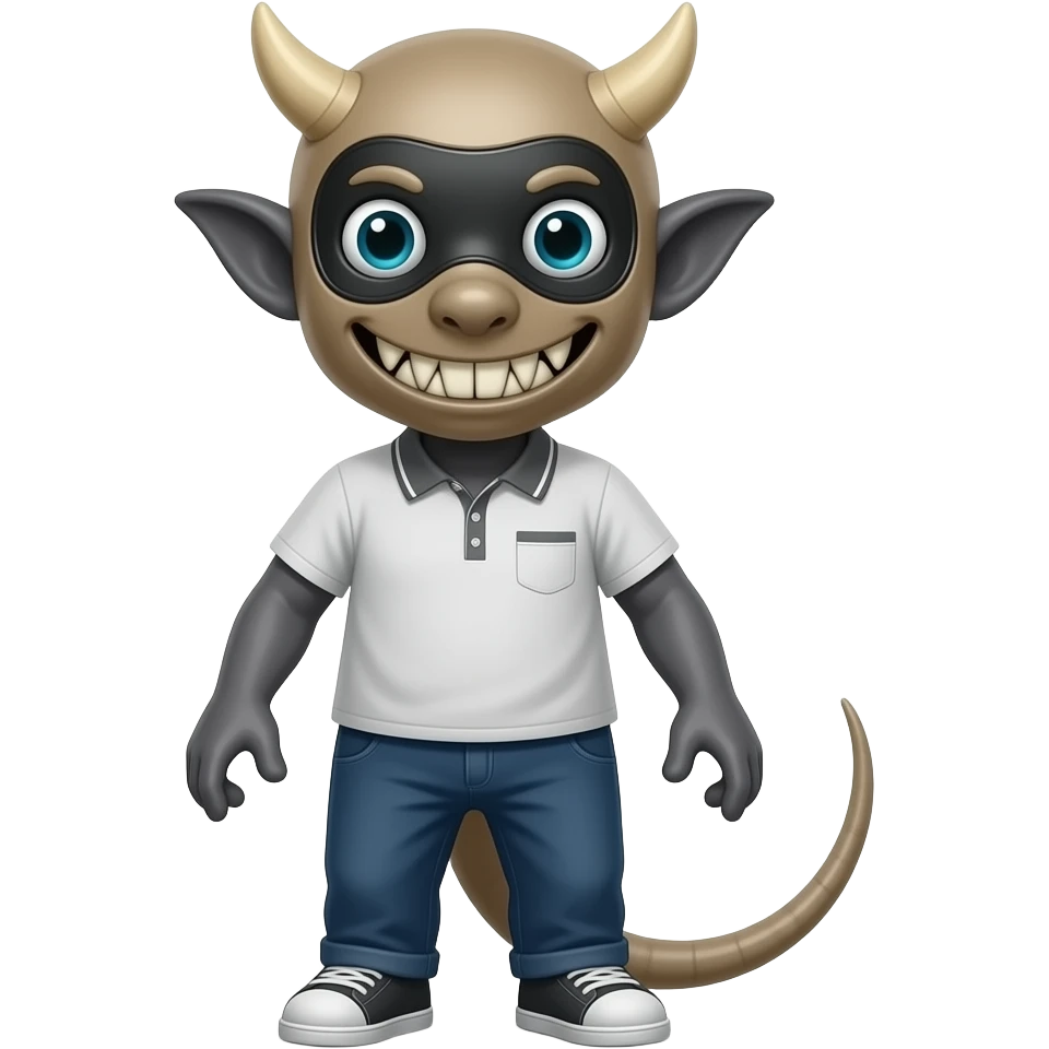 AI shaggoth with a happy mask emoji