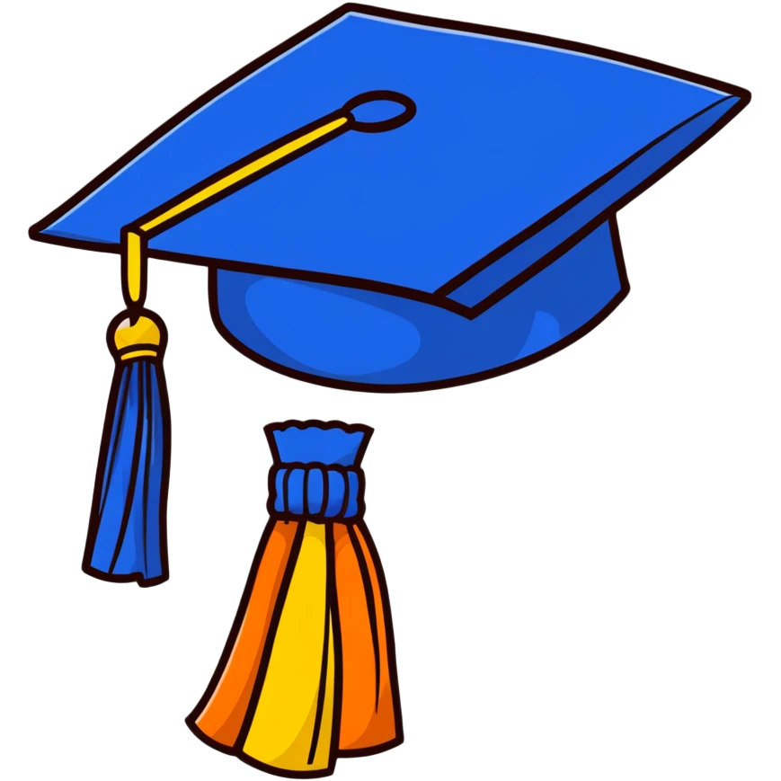 blue graduation cap with yellow tassel emoji