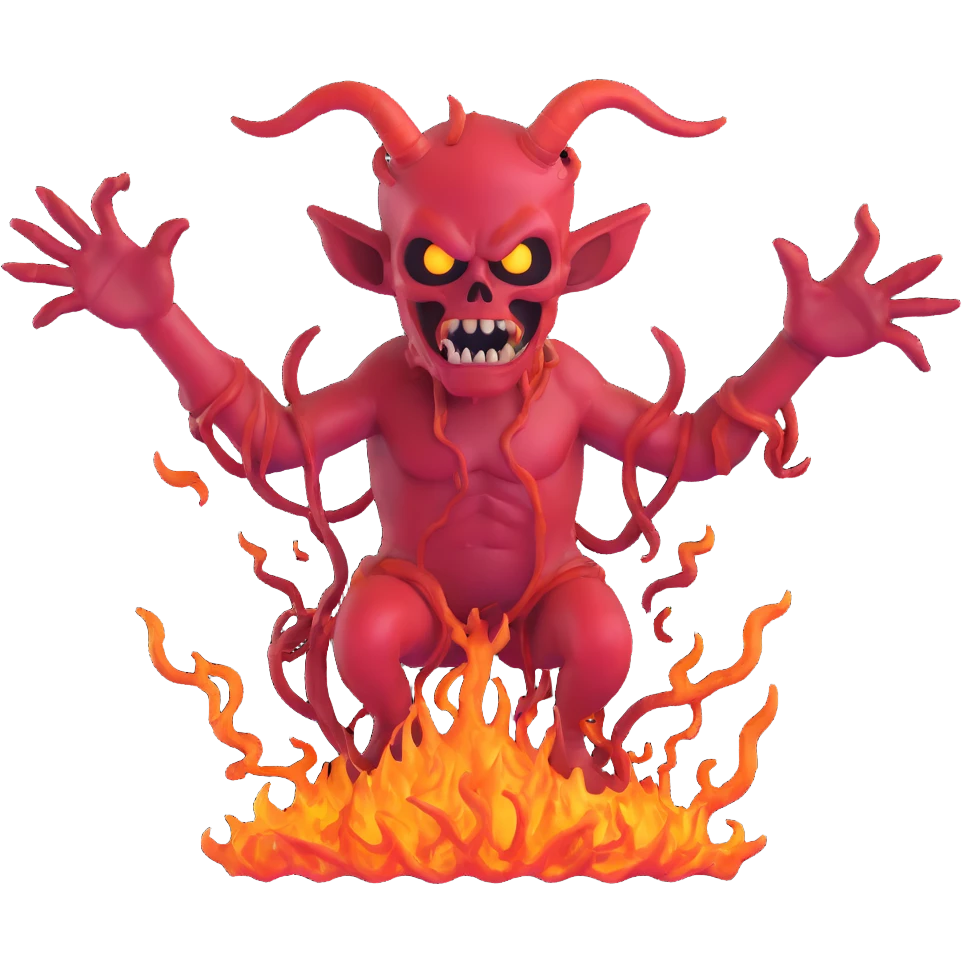 demonic artist with chaotic energy creating insane artwork emoji